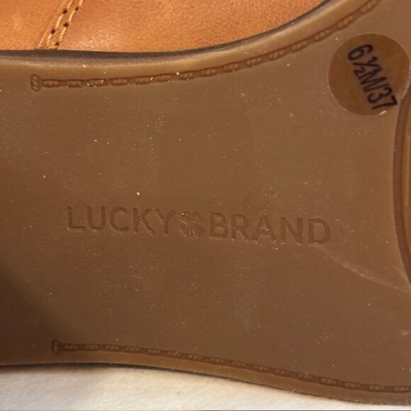 Lucky Brand "Nycott" Tan Leather Cuffed Heeled Ankle Boot, Size 6 1/2M/37 - Picture 10 of 14